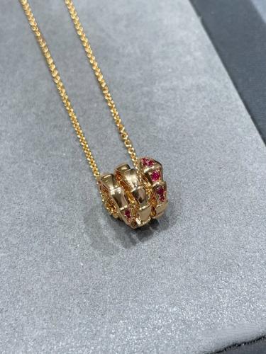 Bvlgari snake necklace with pink diamond head and...