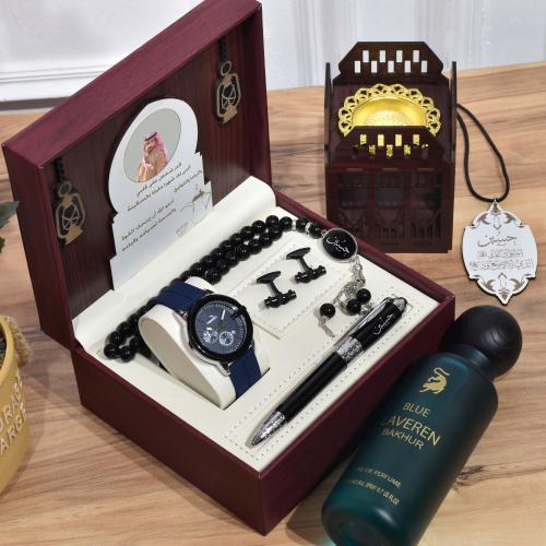 طقم هدايا رجالي متكامل | ساعة، عطر، مسبحة، قلم منح...