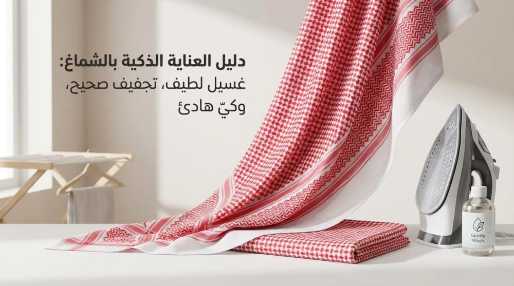 الدليل الكامل للعناية بالشماغ: طريقة الغسيل الصحيحة وحل مشاكل البهتان