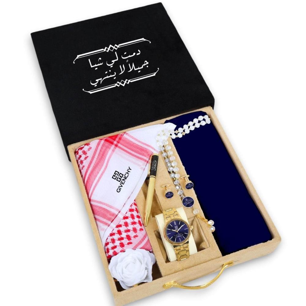 بوكس رجالي فاخر بشكل درج | شماغ، قماش، إكسسوارات مخصصة