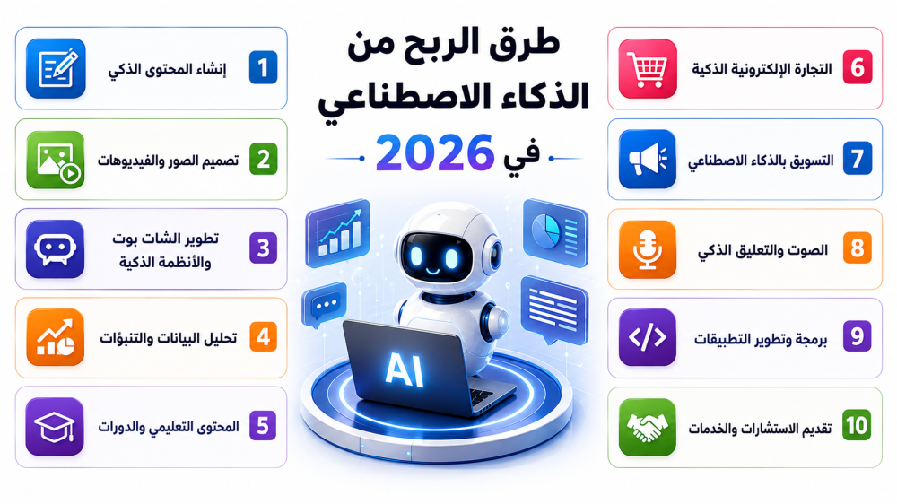 طرق الربح من الذكاء الاصطناعي في 2026