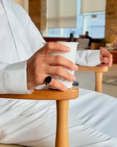 خاتم رجالي فضة بصدق اسود