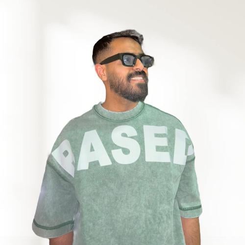 washed green t-shirt