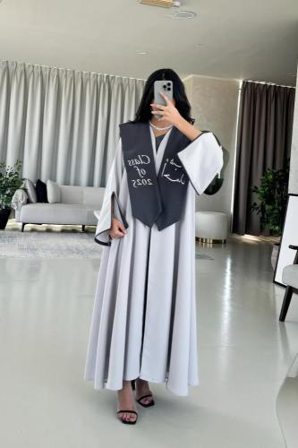 عباية تخرج2025 رصاصي مع كحلي