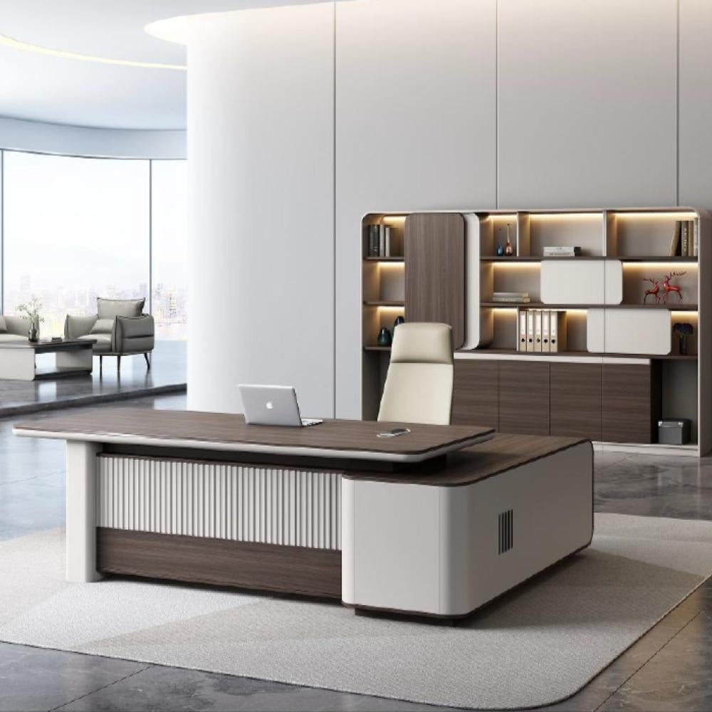 طقم اثاث مكتبي ابيض خشبي 240 سم