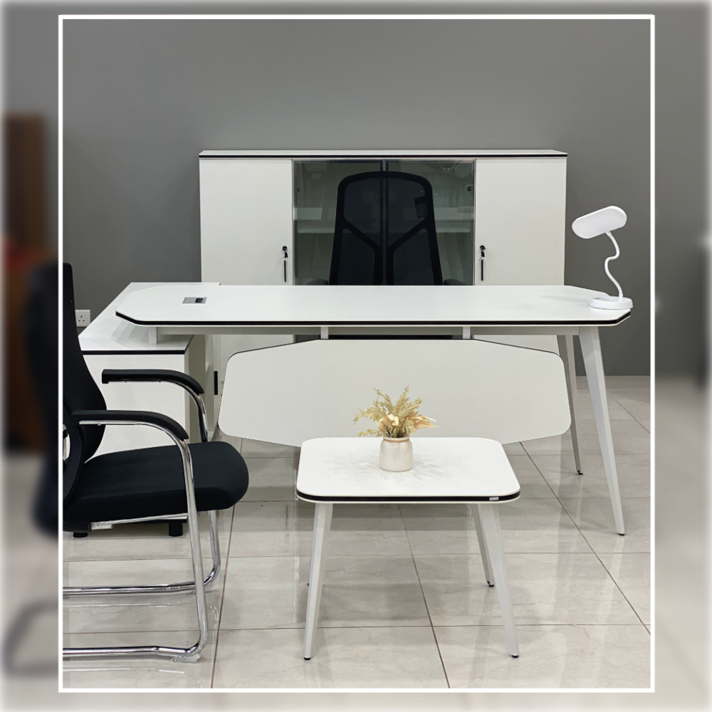 طقم مكتب مودرن ابيض 200 سم