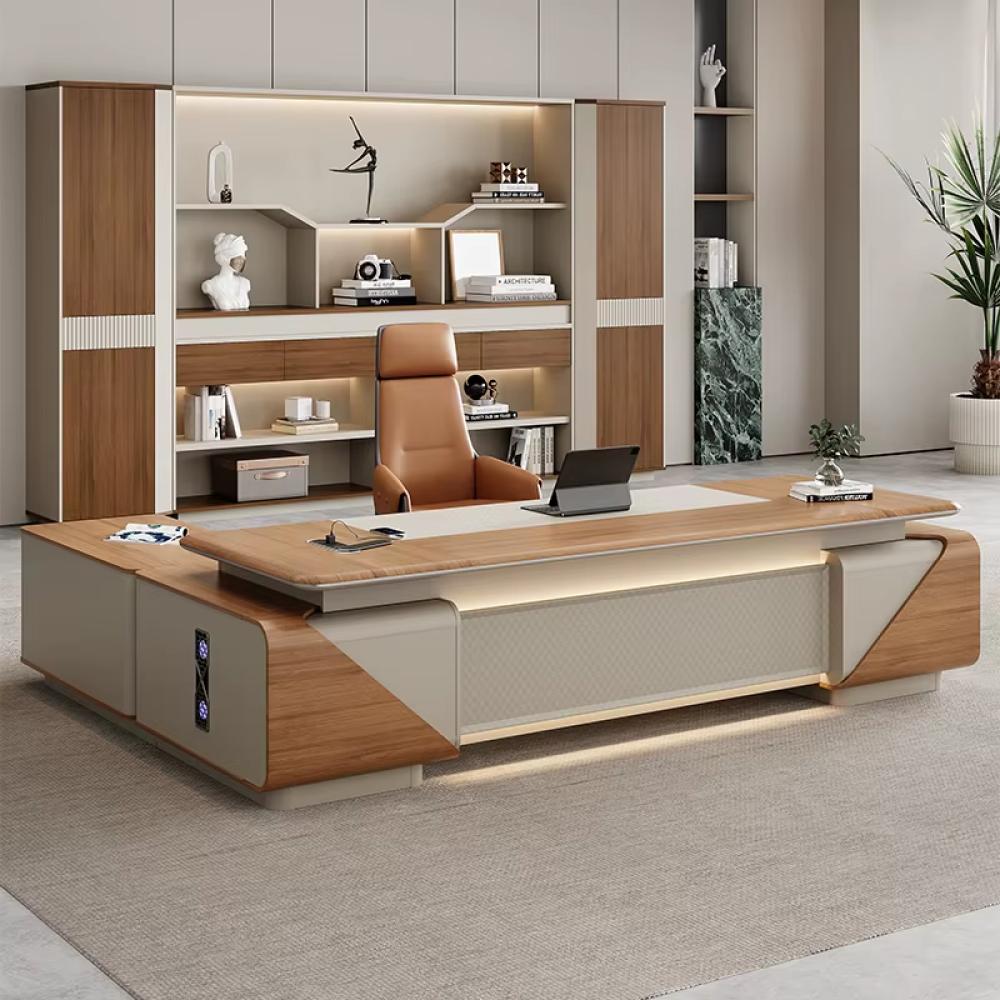 جناح "رؤيا النخبة" المتكامل 240 سم – مكتب تنفيذي، دولاب خلفي، وطاولة شاي (طقم VIP)