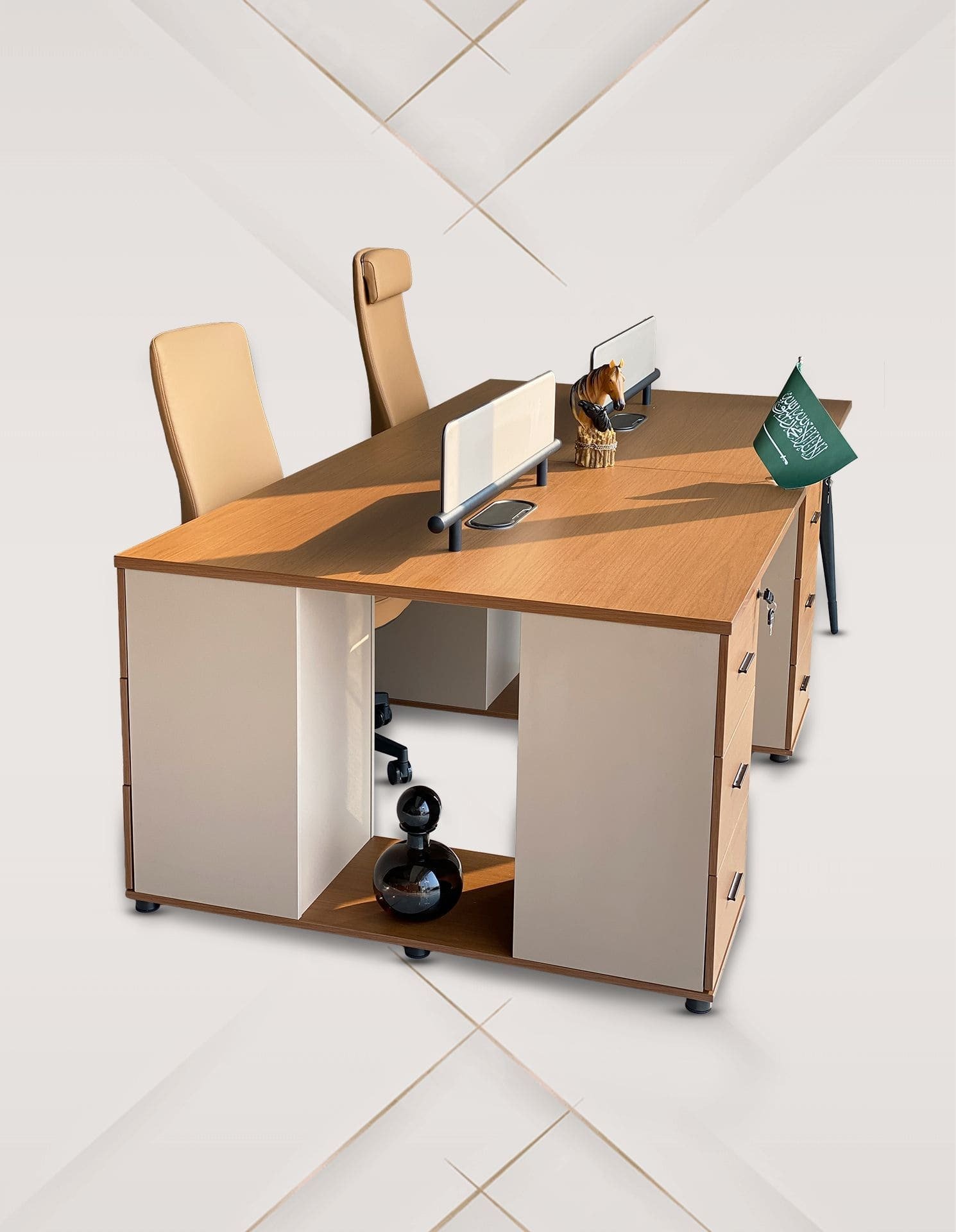 محطة عمل "الريادة الرباعية" لون ولنت رمادي (240 سم)