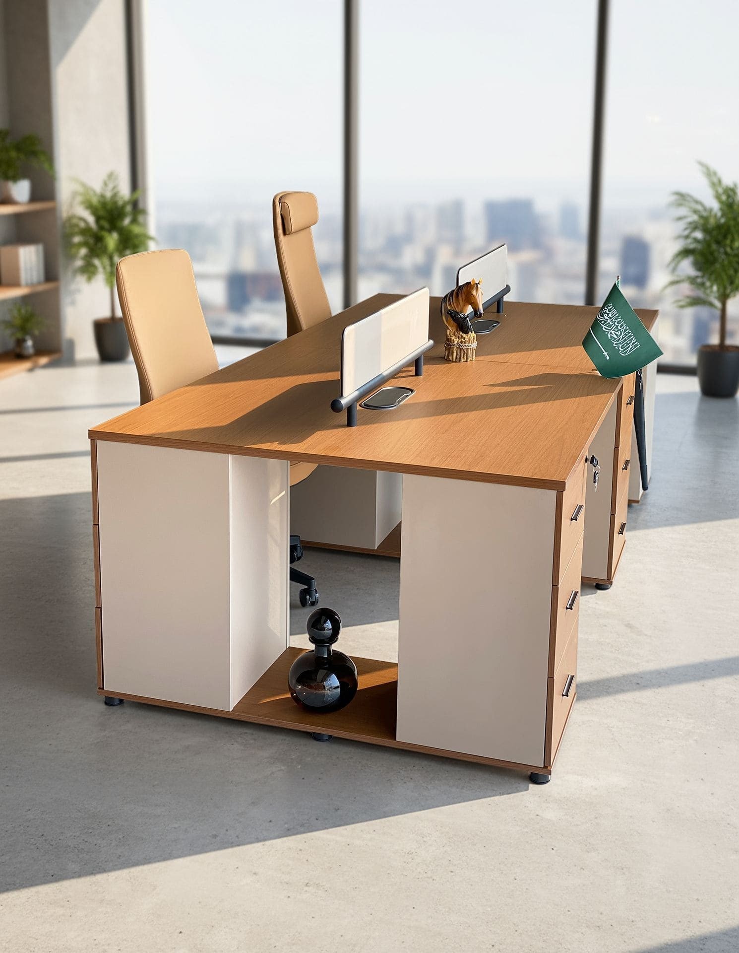 محطة عمل "الريادة الرباعية" لون ولنت رمادي (240 سم)