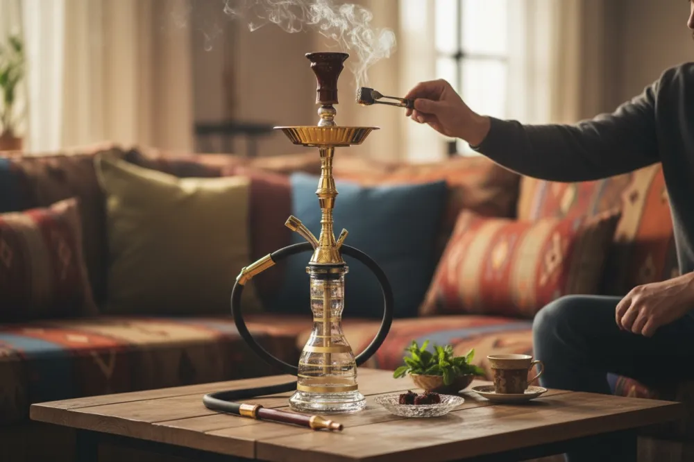 شيشة مجاهد صب نحاس أصلي مقاس 26 – Mujahid Solid Brass Hookah 26 Inch