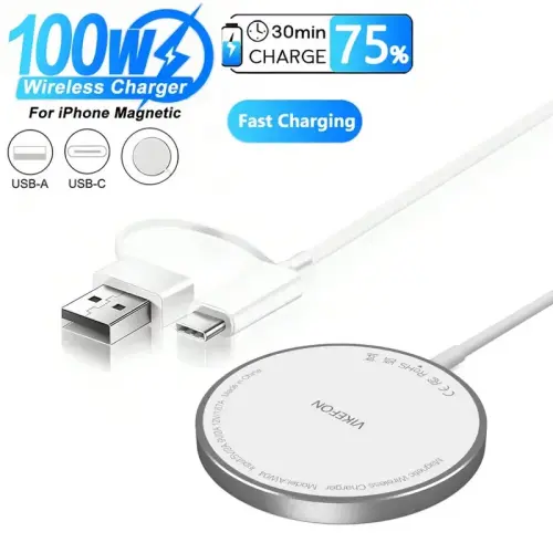 100 واط المغناطيسي شاحن لاسلكي الوسادة USB + نوع C...
