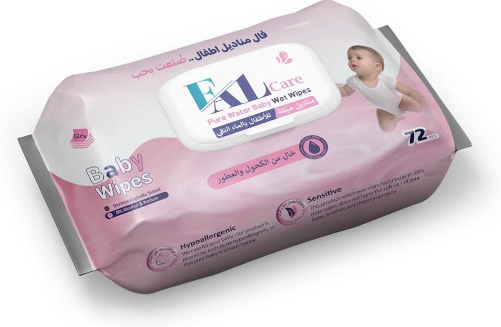 Val Care Pure Water Baby Wipes for Girls 72 Wipes دنيا الاسرة