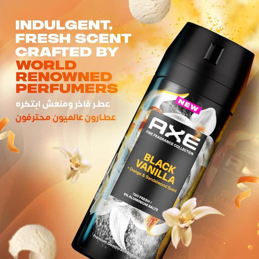 Axe Body Spray, Black Vanilla, Lemon & Sandalwood, 150ml