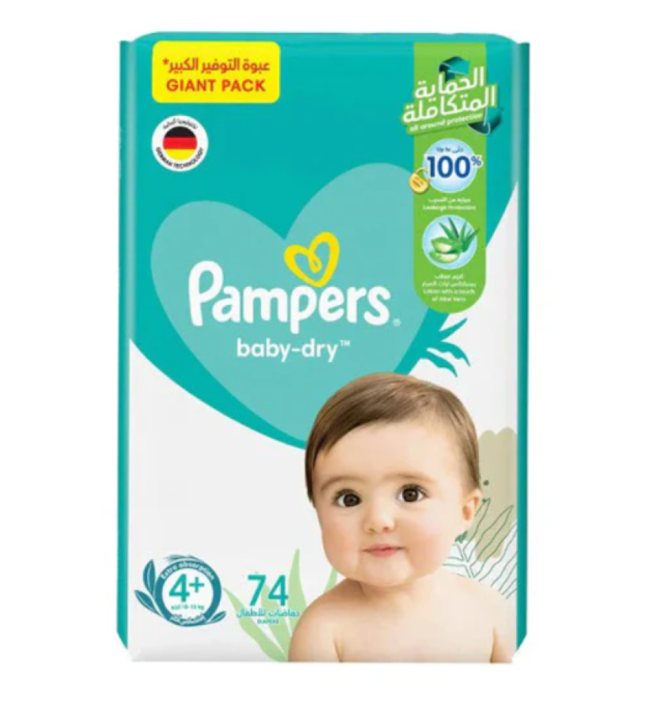 Pampers Baby Dry Jumbo Pack Diapers with Aloe Vera Lotion Size (+4