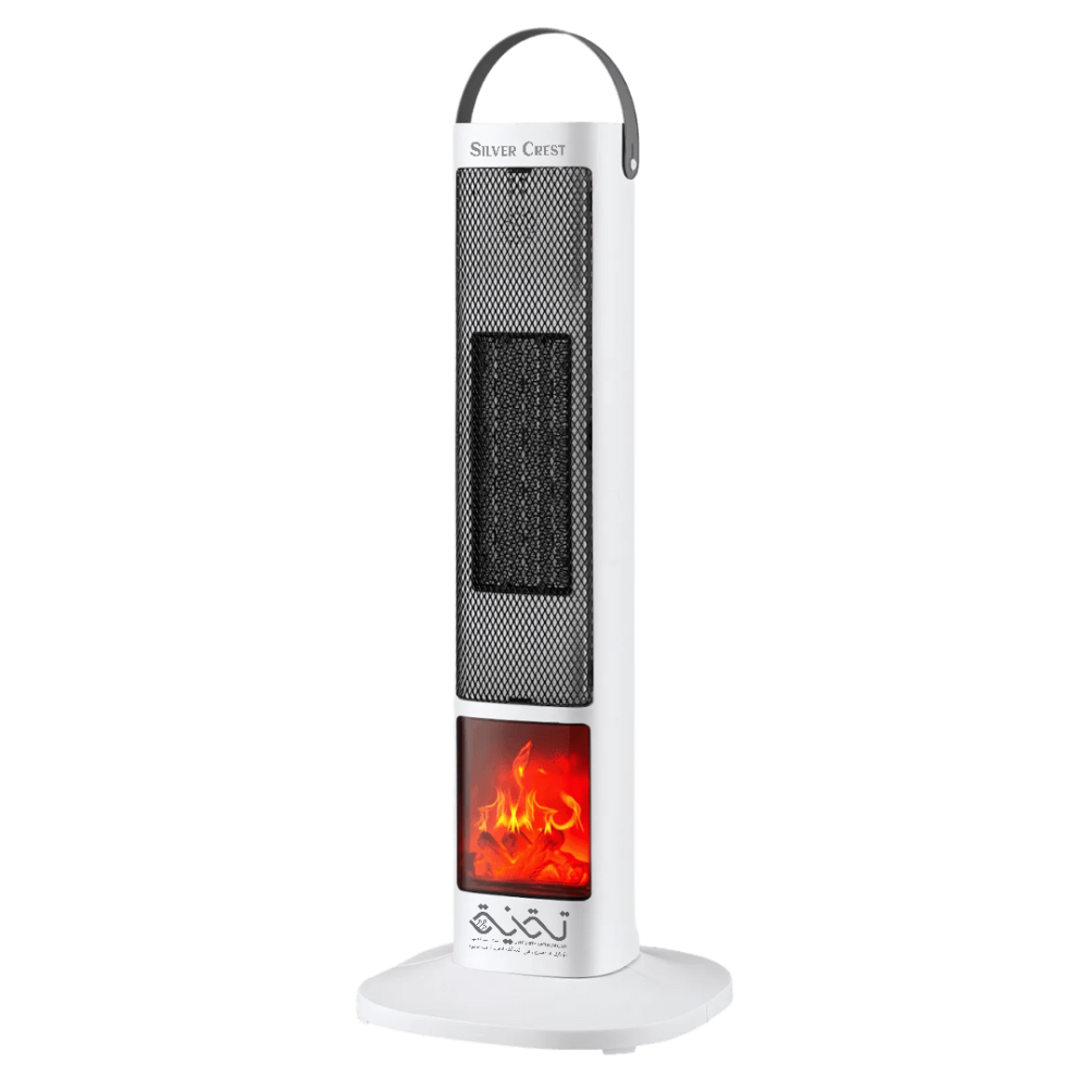 مدفأه كهربائية عمودية بقوة 2000 واط – بثلاث سرعات وشاشة لهب محاكاة بتقنية أمان متقدمة ونظام إيقاف تلقائي عند السقوط أو الميلان