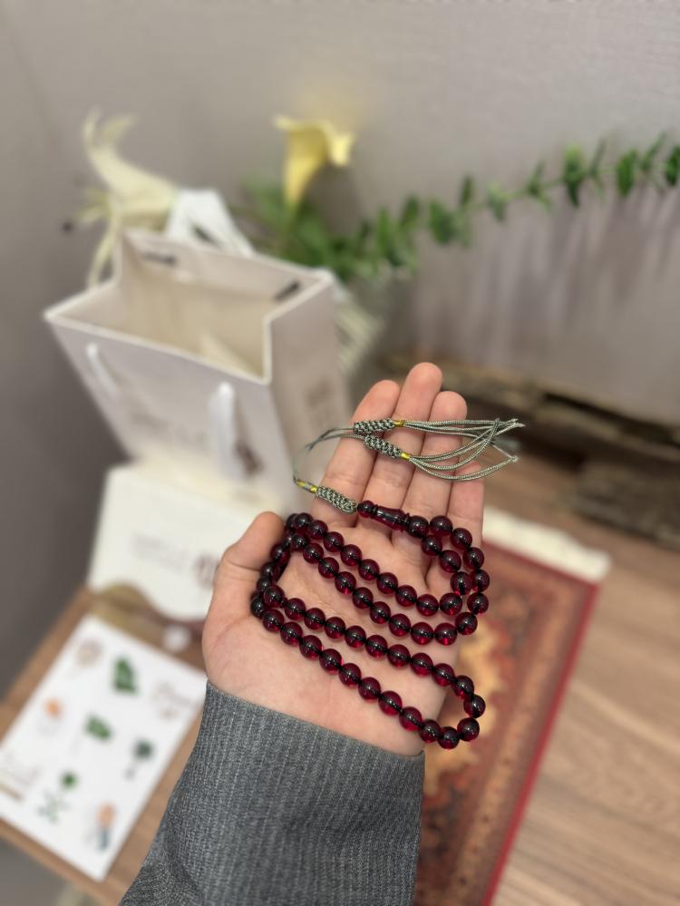 مسباح فاتوران تركي احمر شفاف كركوشه تفضال