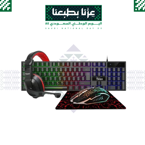 طقم كيبورد RGB +ماوس+سماعة+ماوس باد من تيسو T200