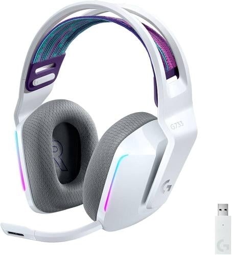 Logitech G733 lightspeed RGB Wireless Headset, Whi...