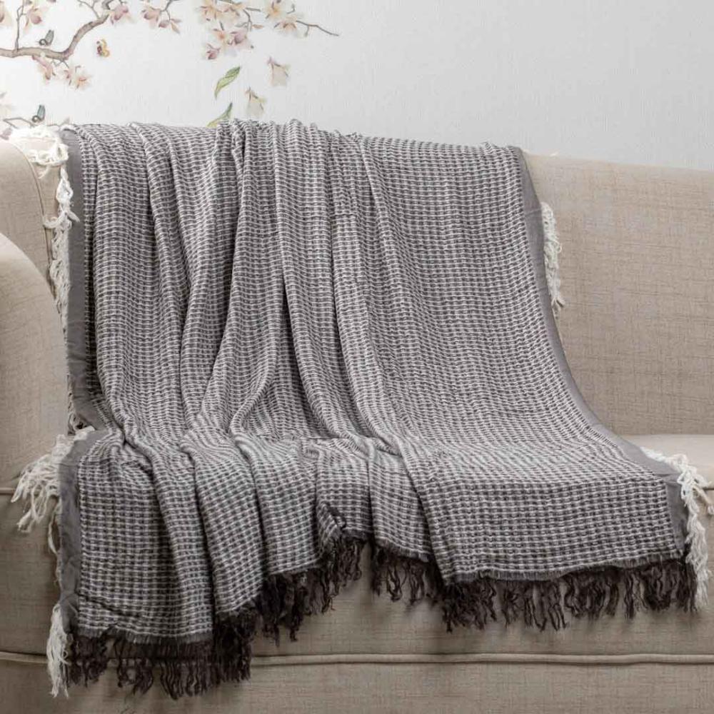 بطانية شال خفيفة بامبو رصاصي مقاس 130× 170 سم