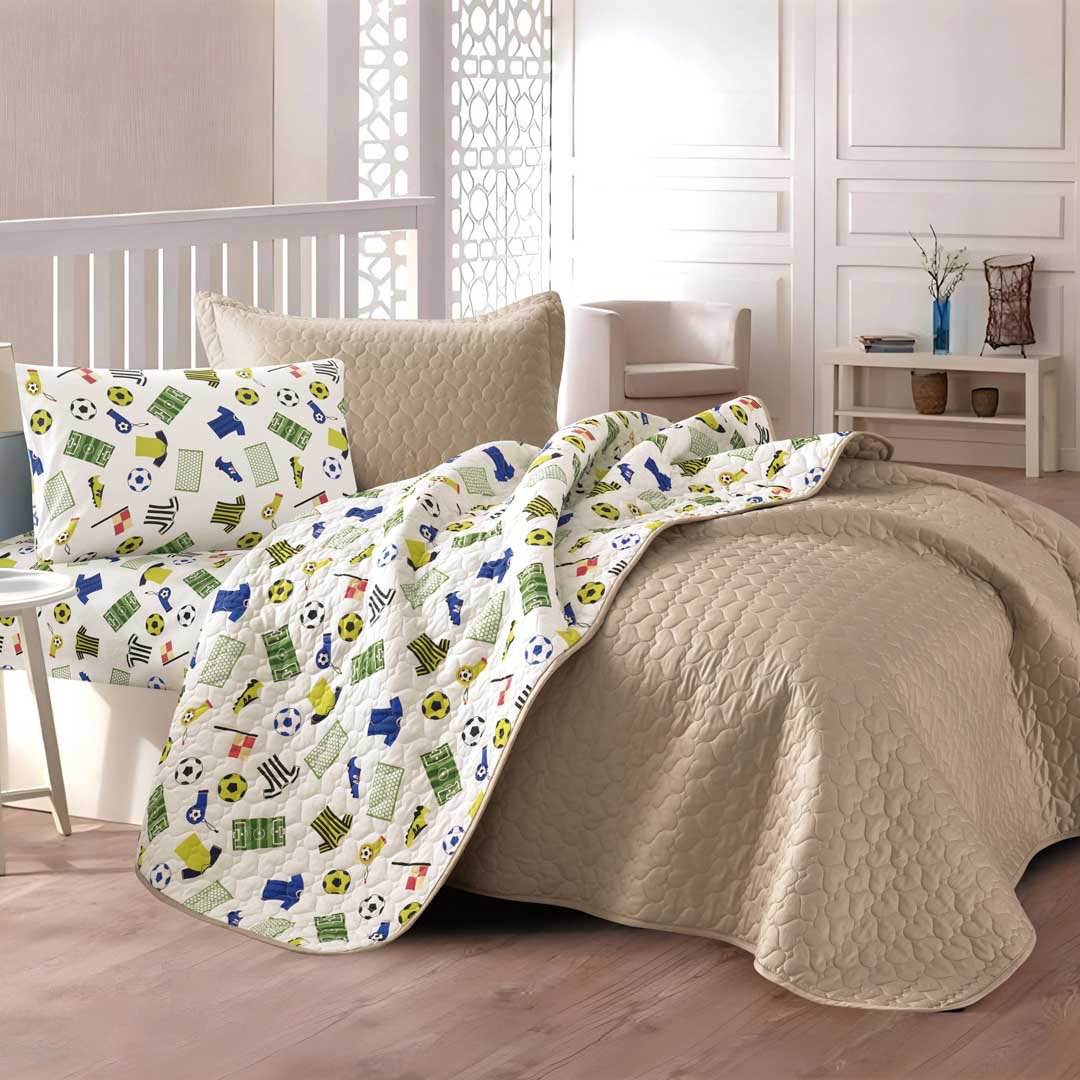 Emery Summer Kids Lightweight Quilt Set Twin and a Half Beige 4 Pieces
