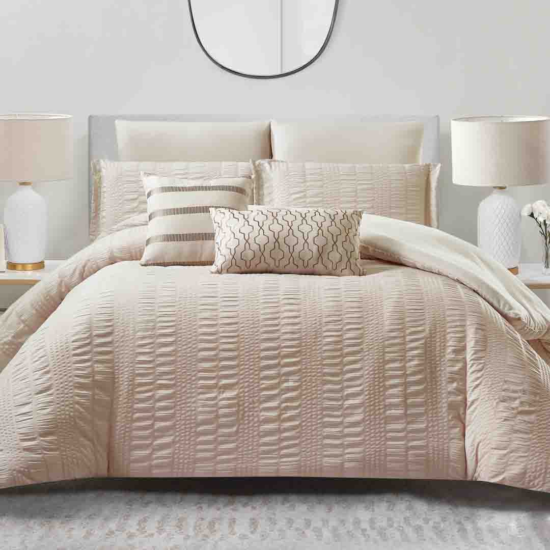 مفرش فايا صيفي كوين مقاس 200x160 سم بيج  عدد القطع 4