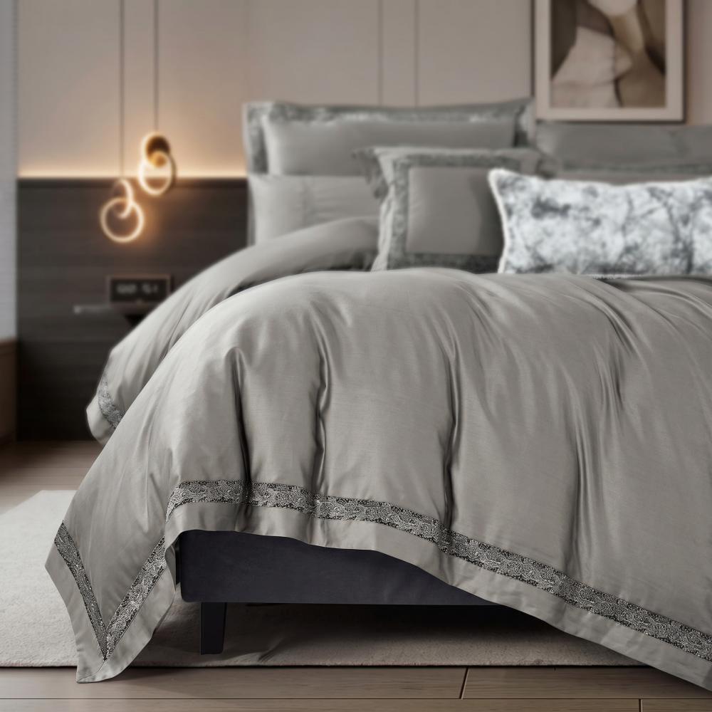 Dantela Double Cotton Bedspread Dark Grey – 9 Pieces