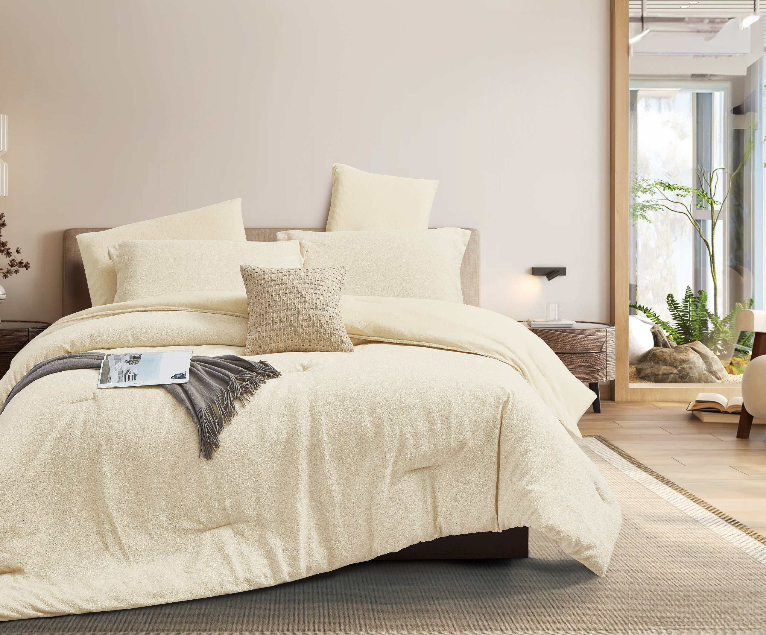 مفرش أستا شتوي مزدوج كريمي عدد القطع 7