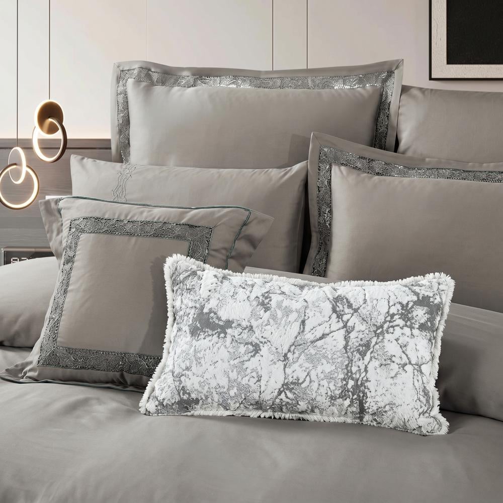 Dantela Double Cotton Bedspread Dark Grey – 9 Pieces