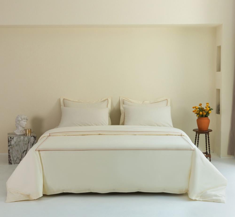 مفرش جنات قطن مزدوج كريمي وبيج عدد القطع 7