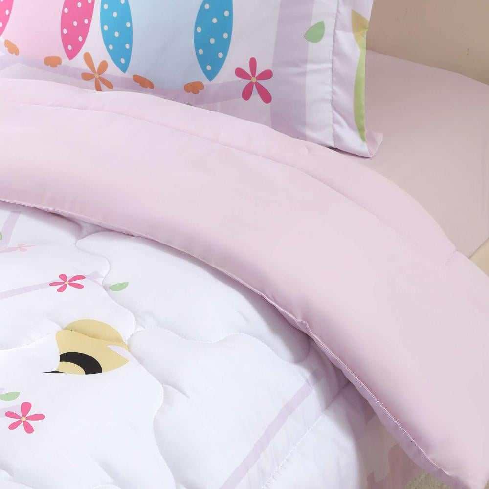 مفرش أطفال تيمون صيفي مفرد ونص  أبيض روز  متعدد الرسومات عدد القطع 5