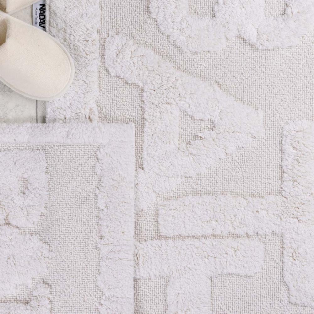 طقم دعاسة أرضية  باث تركي فرو  كريمي عدد القطع 2