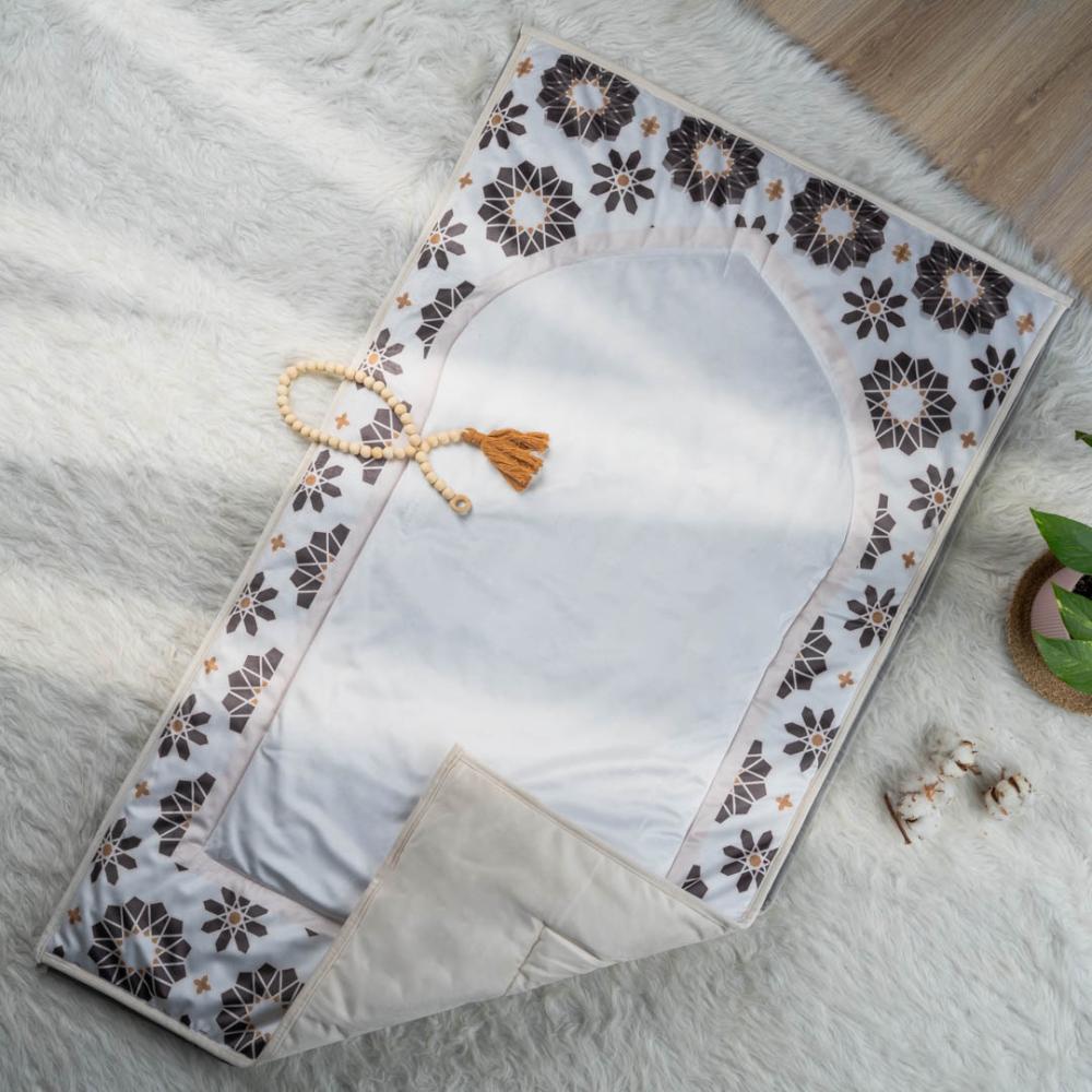 سجادة صلاة أبيض بيج مقاس 70x120 سم