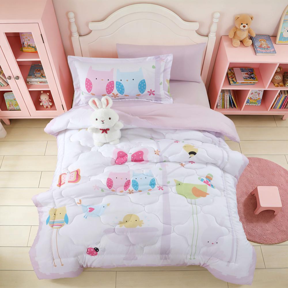 مفرش أطفال تيمون صيفي مفرد ونص  أبيض روز  متعدد الرسومات عدد القطع 5