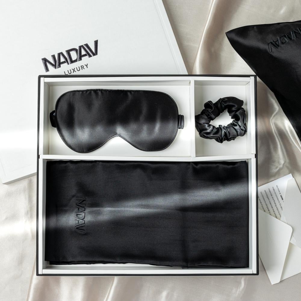 طقم وسادة حرير أسود عدد القطع 3