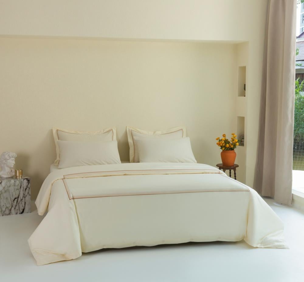 مفرش جنات قطن مزدوج كريمي وبيج عدد القطع 7