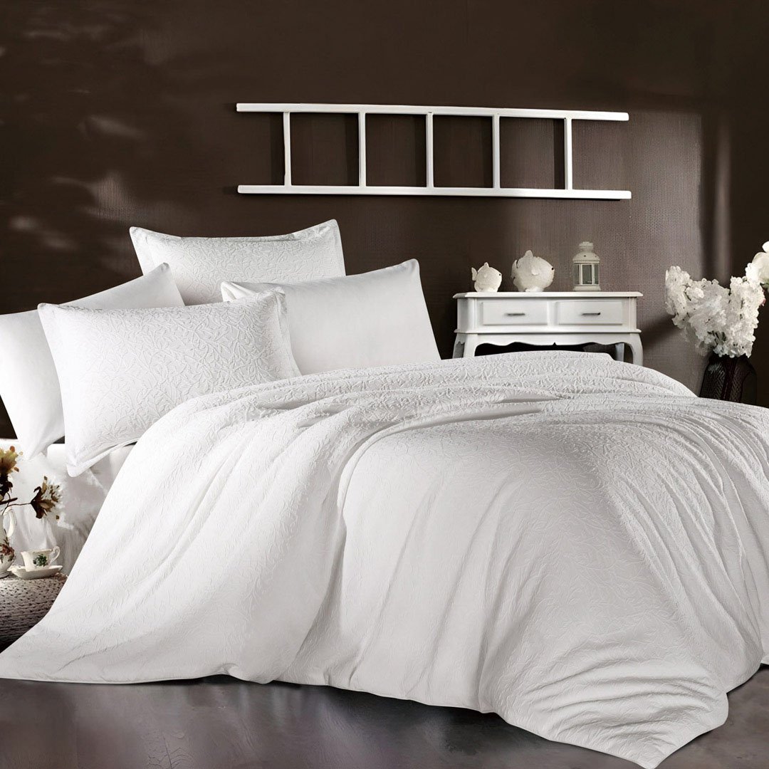 مفرش آبلت صيفي مقاس كوين مقاس 200X150 سم جاكارد فاخر أبيض عدد القطع 4