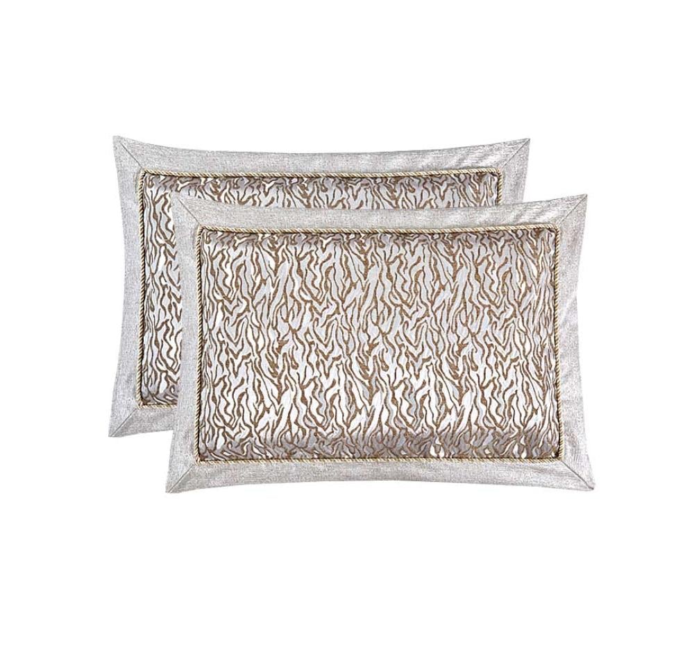 مفرش ميرا مزدوج جاكارد قطن مطرز فاخر بيج عدد القطع 9