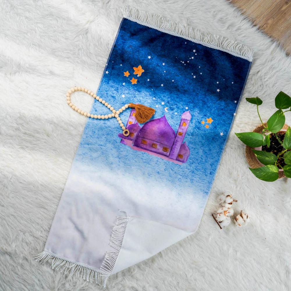 سجادة صلاة أطفال كحلي برسومات النجوم 50x90 سم