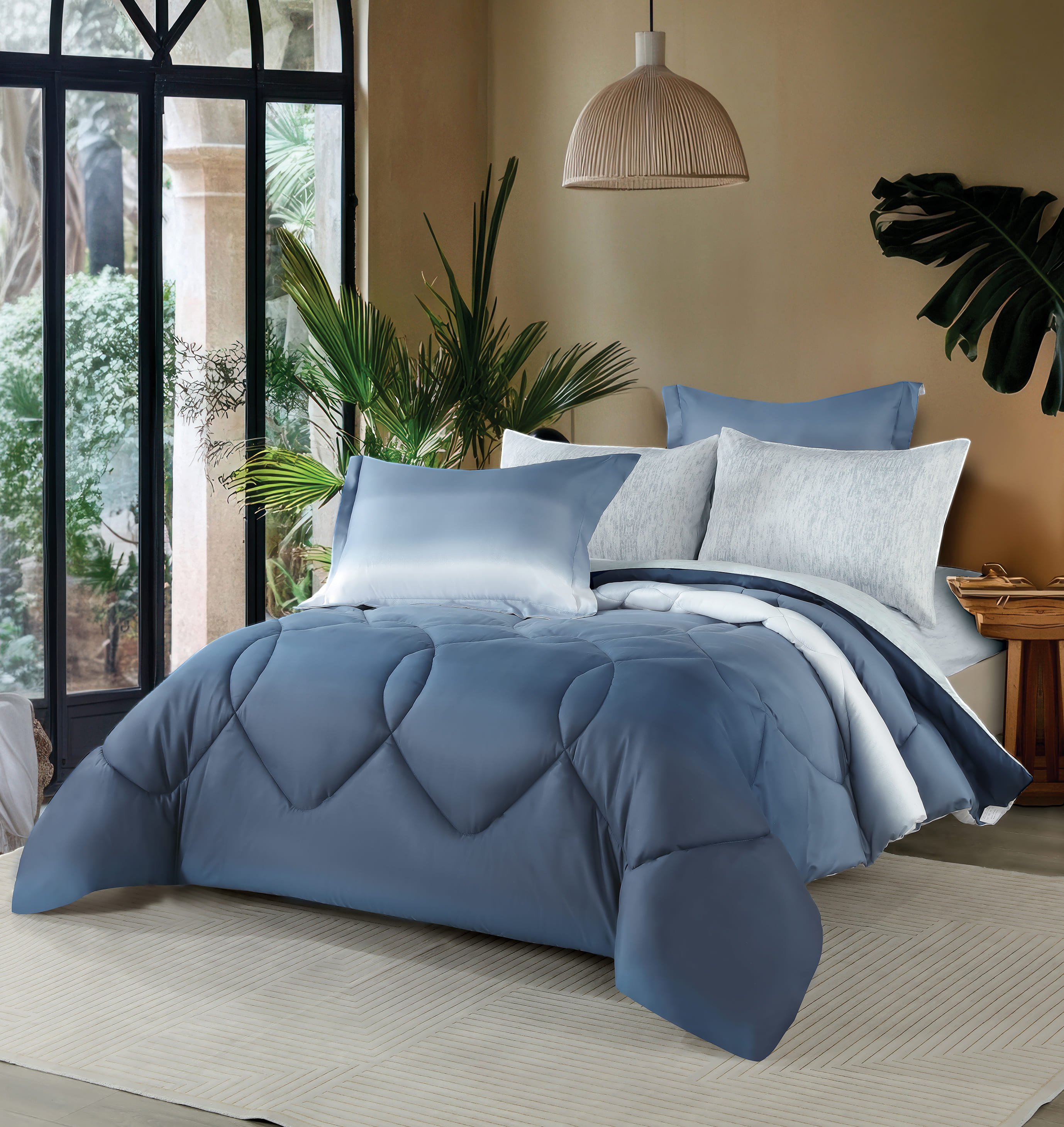 Nova Summer Queen Bedspread, 200x150 cm, Blue, 4 Pieces
