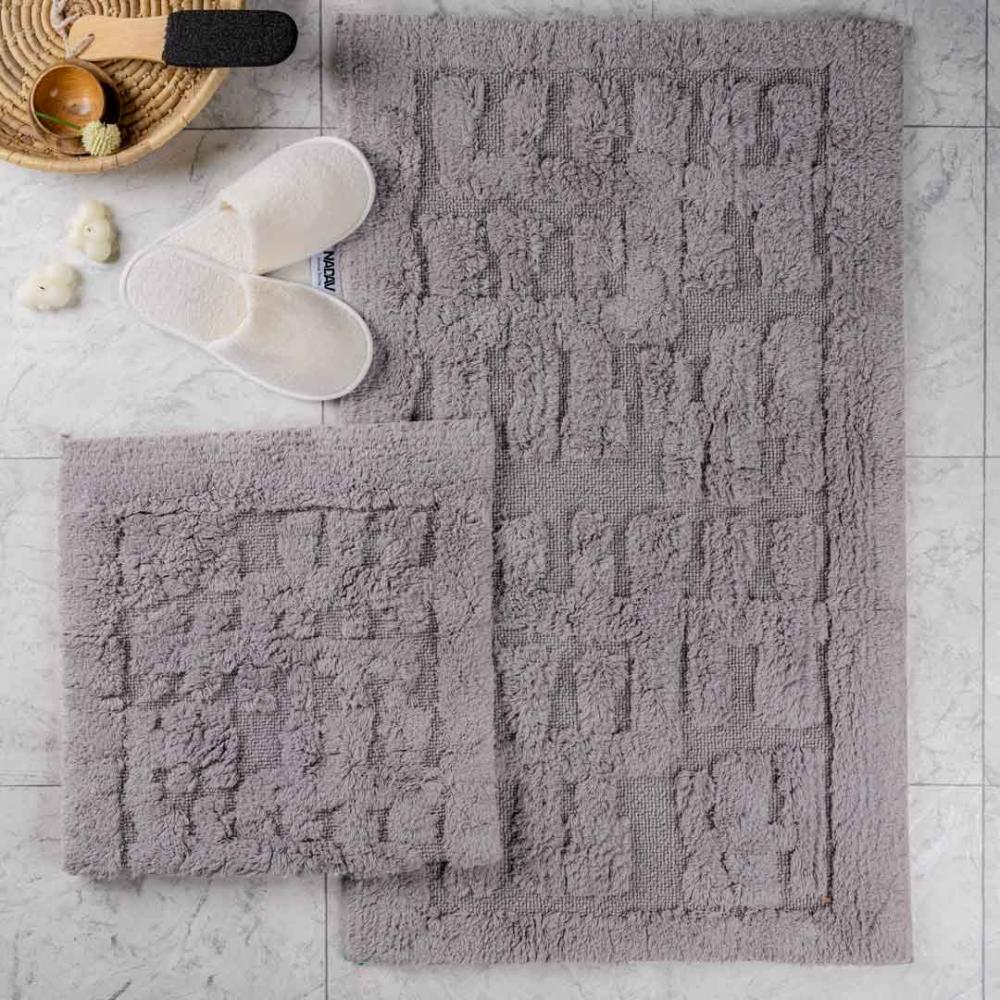 طقم دعاسة أرضية بابيون تركي فرو   رصاصي فاتح عدد القطع 2