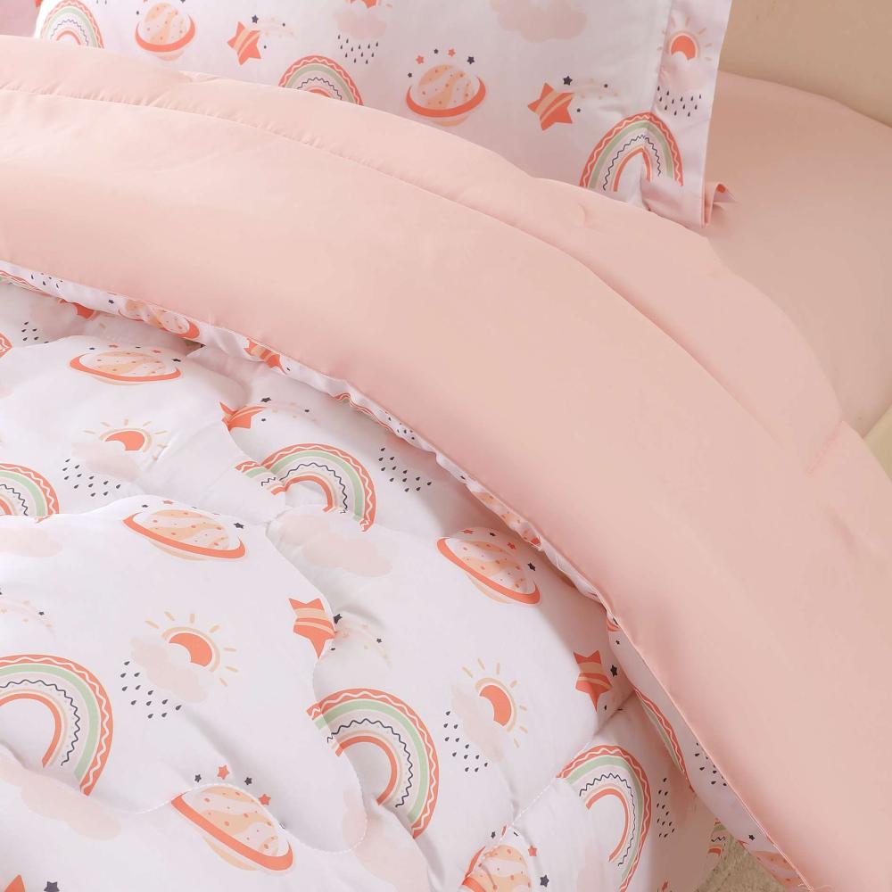 Timon kids summer bedspread beige & pink floral 5PCS