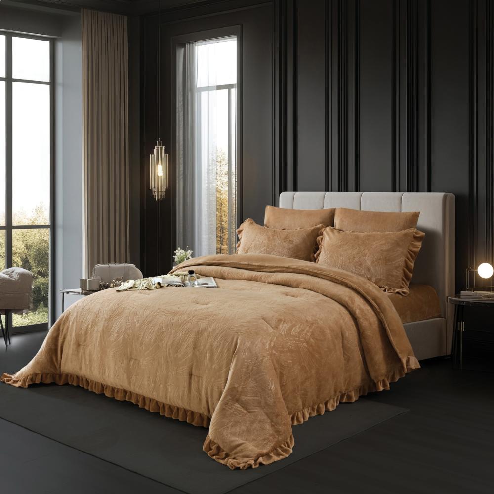 مفرش أماني شتوي فرو بني