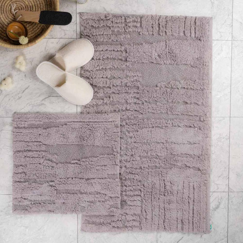 طقم دعاسة أرضية نورا تركي فرو  رصاصي فاتح عدد القطع 2