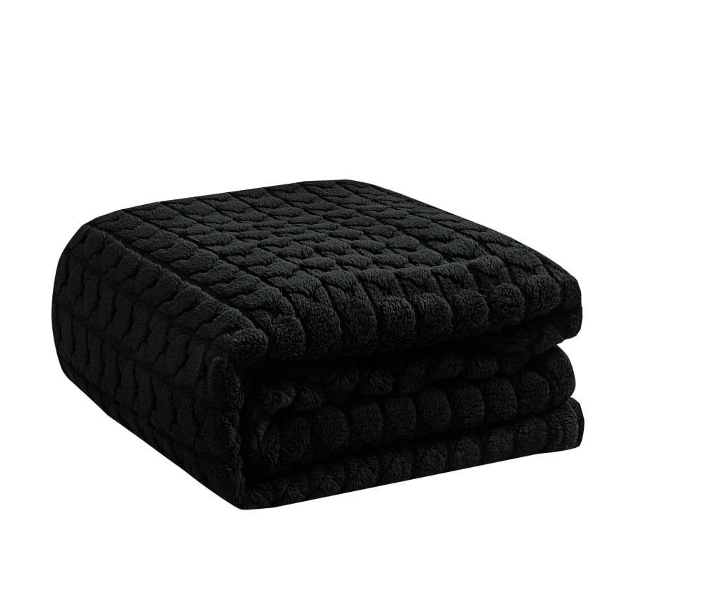 مفرش فرنزي فرو ناعم مزدوج  أبيض مع بطانية أسود عدد القطع 8