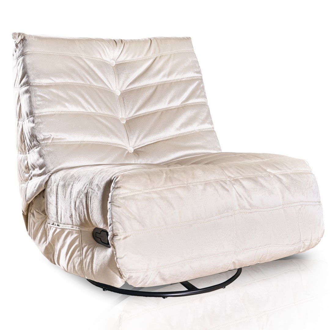 Italian style rocking recliner chair, light beige