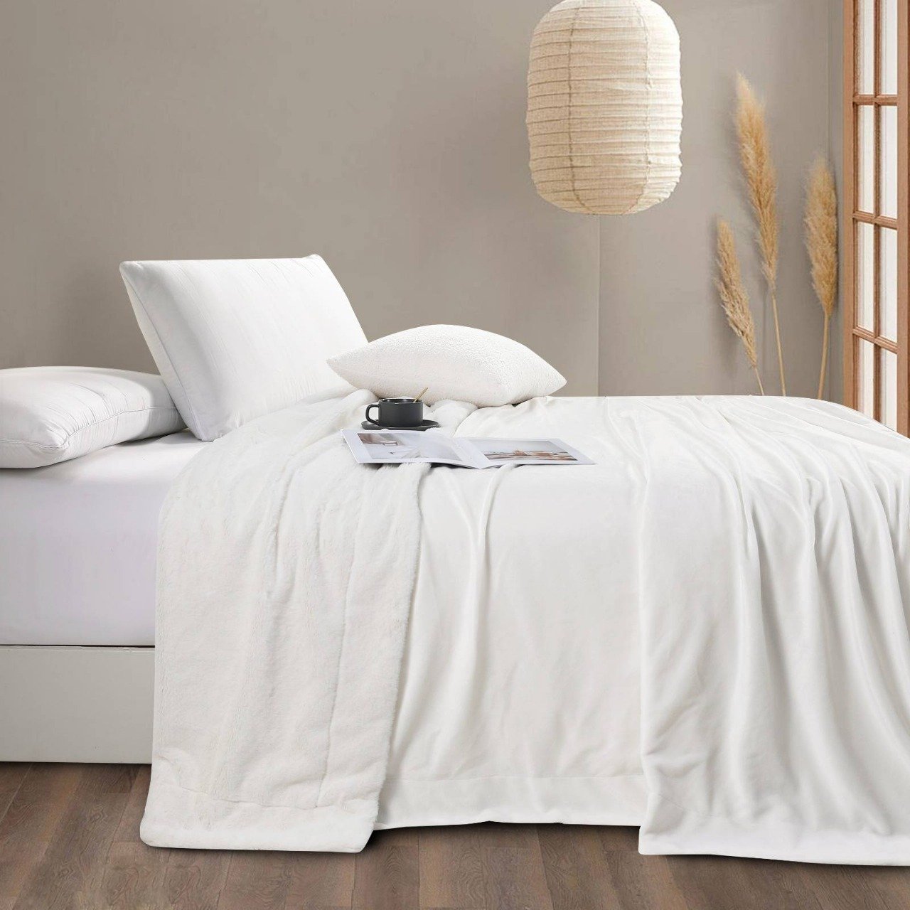 Valerio Luxury Winter Faux Fur Blanket – Double Size, White, 230x200 cm