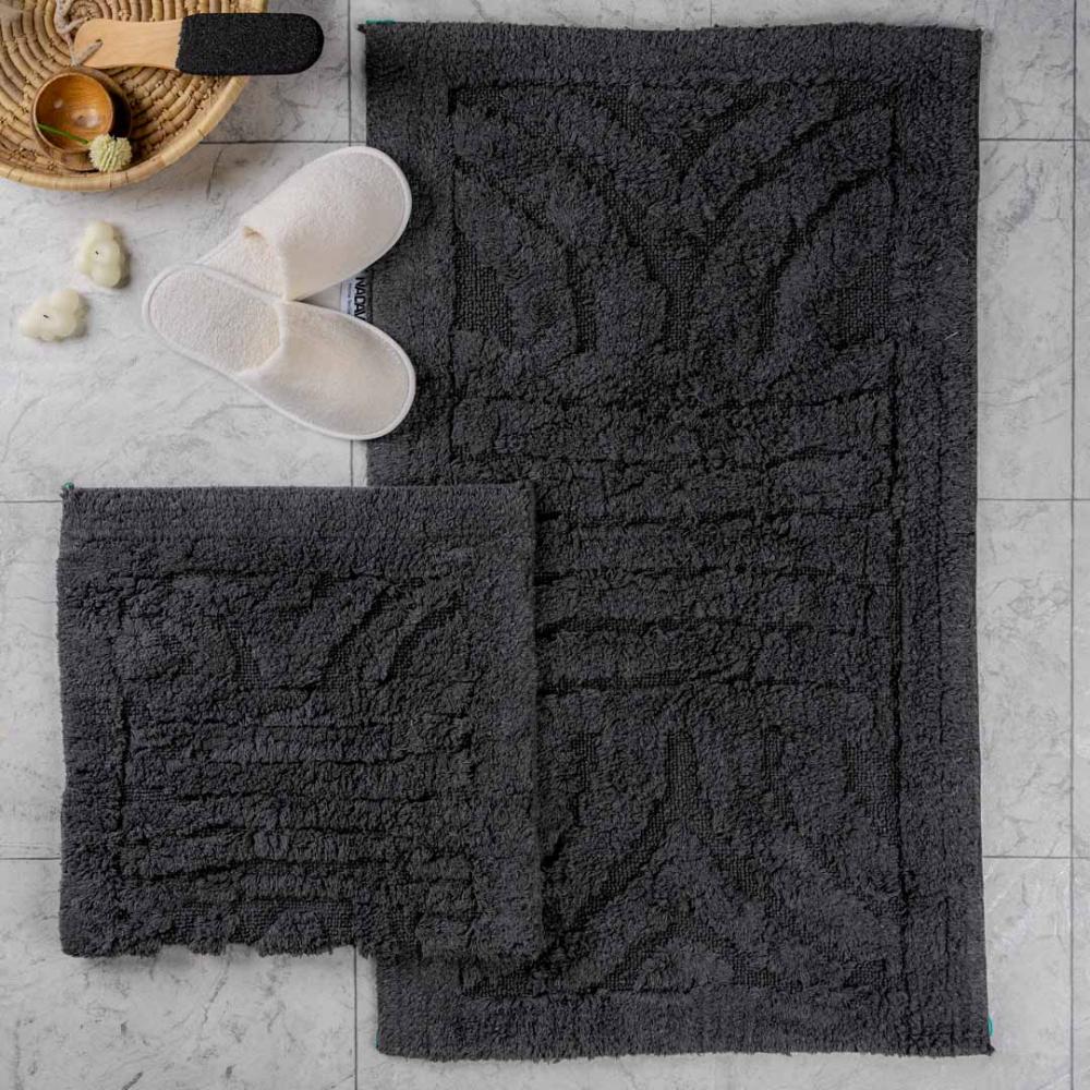 طقم دعاسة أرضية هيرينج بون تركي فرو  أسود عدد القطع 2