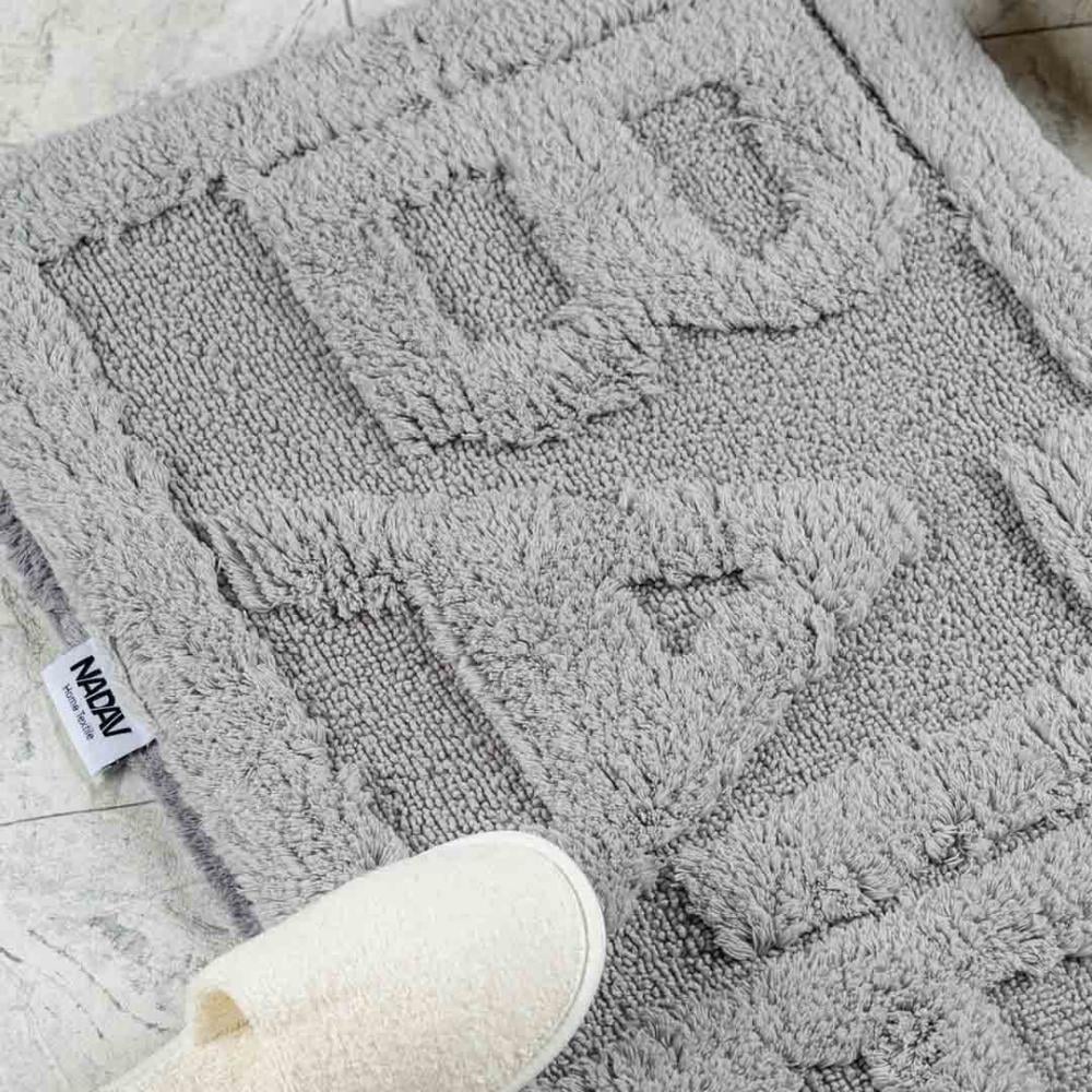 دعاسة أرضية باث تركي فرو رصاصي فاتح مقاس 50 × 80 سم