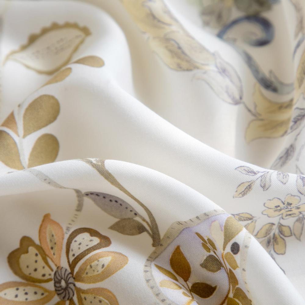 مفرش دينا صيفي مفرد ونص من التنسل الفاخر بلون كريمي برسومات الزهور عدد القطع 5