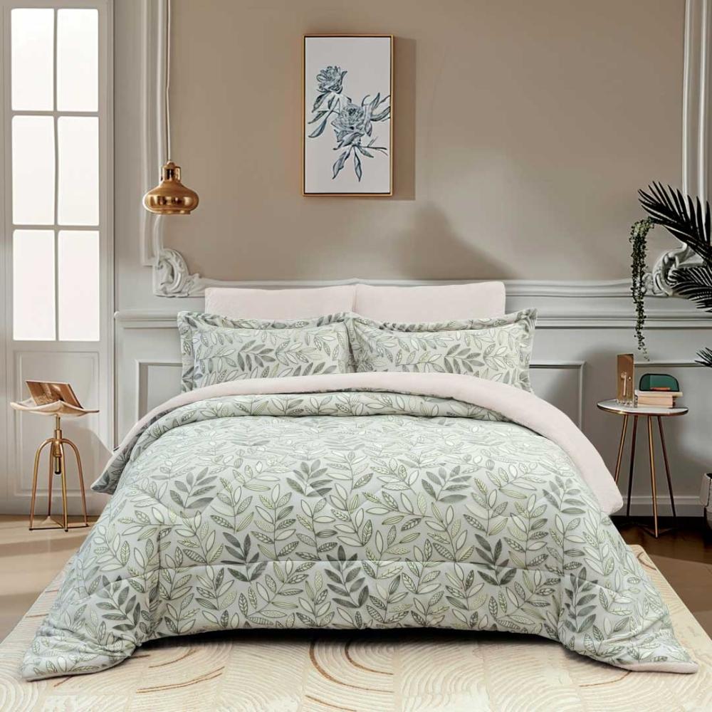 مفرش منال شتوي مزدوج فرو تيفاني برسومات الزهور عدد القطع 6